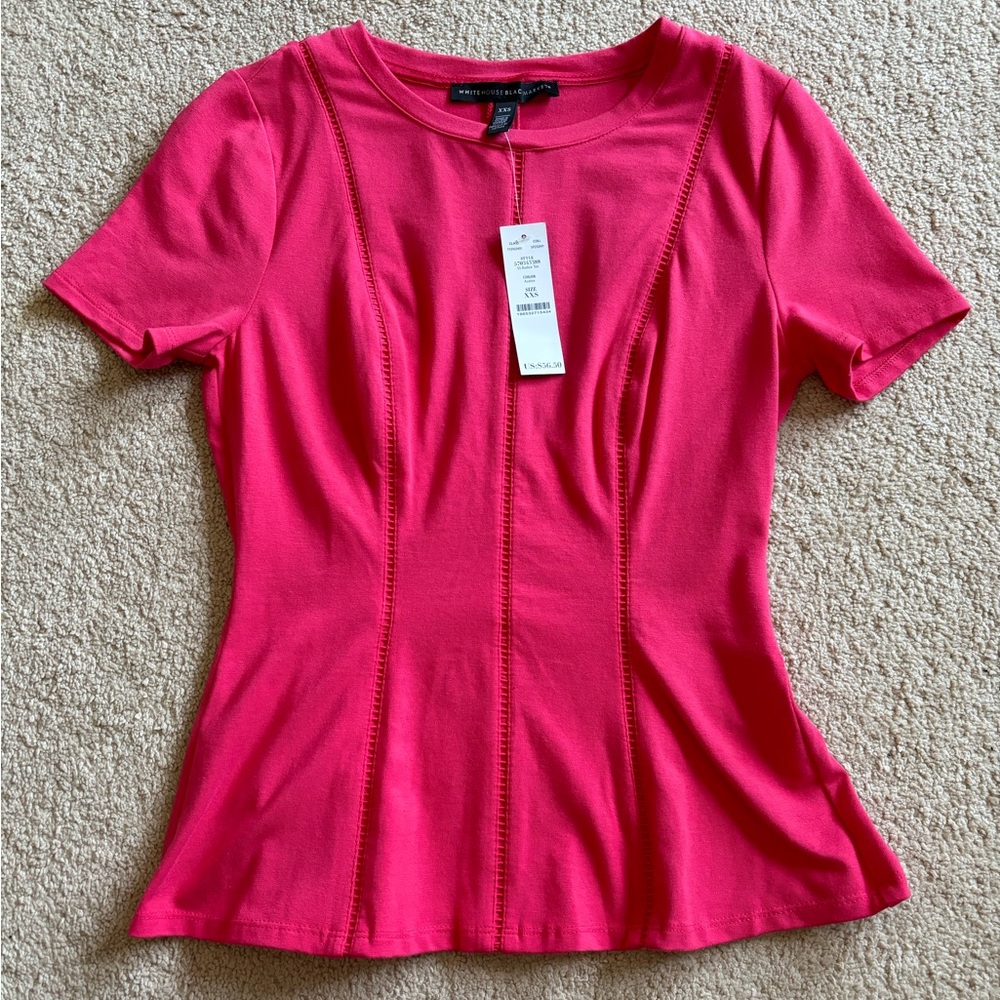White House Black Market pink short sleeve blouse NWT